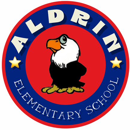 Aldrin Eagle in a Circle with words Aldrin Elementary School around the boarder