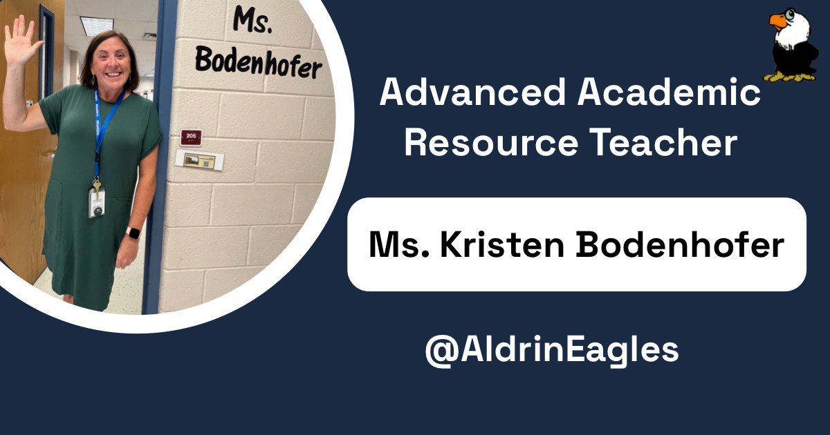 photo of Ms. Bodenhofer and her title to the right Advanced Academic Resource Teacher