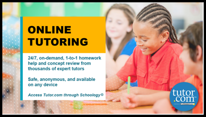 Online Tutoring with students at desks in the background - tutor.com