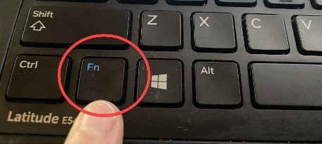 FN circled on the keyboard