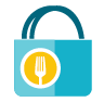 bag food icon with fork on the bag