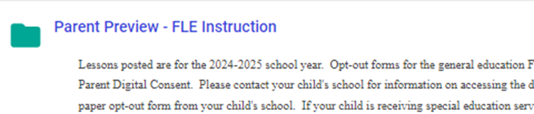 Folder with words Parent Preview - FLE Instructions