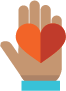 Icon of hand holding up a heart.
