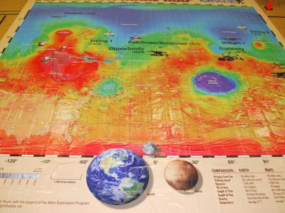 large floor map of mars