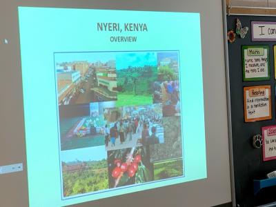 slide of lesson about Nyrie Kenya - overview with photos of Kenya